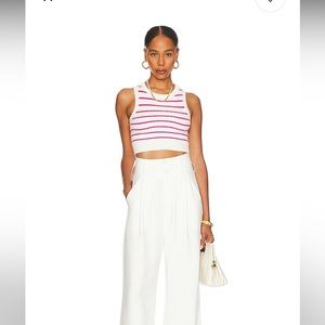 Revolve Pink and White Cropped Vest